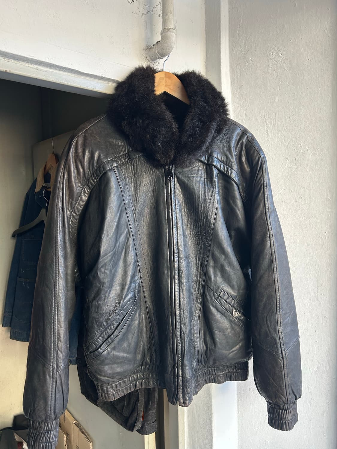 80‘s 조르지오아르마니 가죽 봄버자켓(리버시블) 상품이미지1