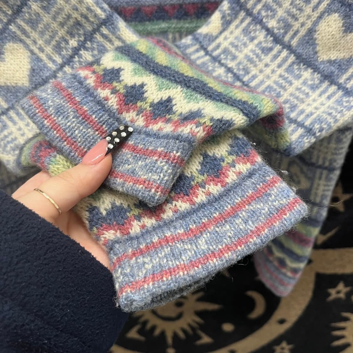 빈티지 코지 모리걸 페어리 플라워패턴 여리 파스텔 니트 K0001 상품이미지7