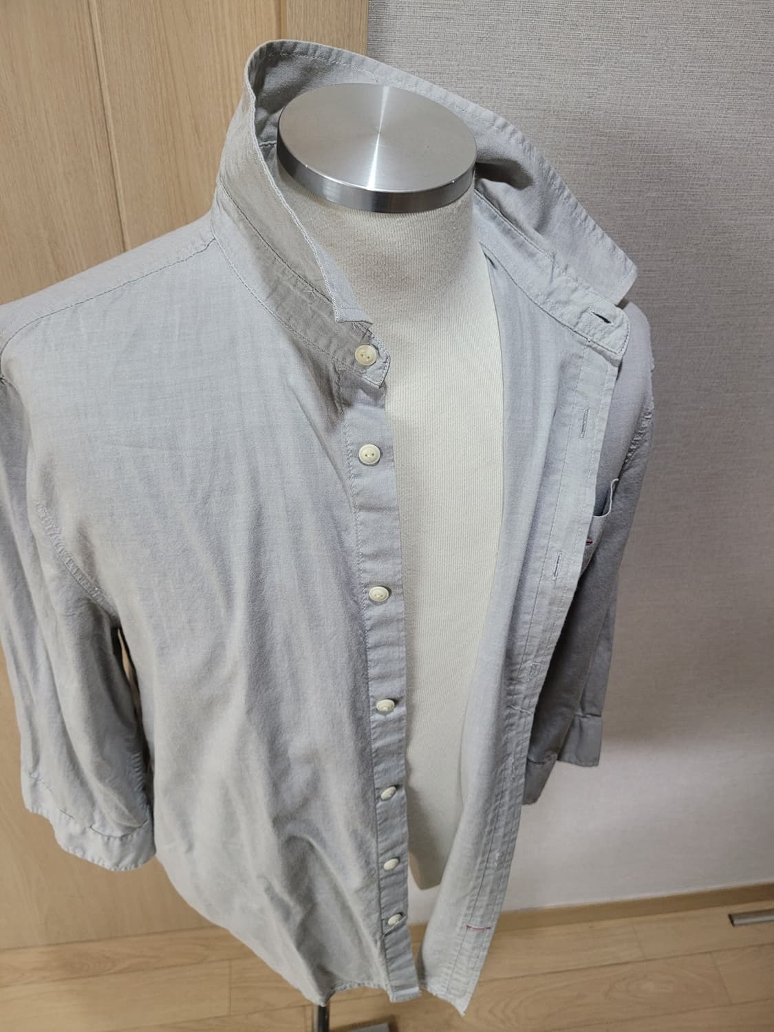 UGIZ 남자 면 7부 셔츠 100 라이트그레이 상품이미지6