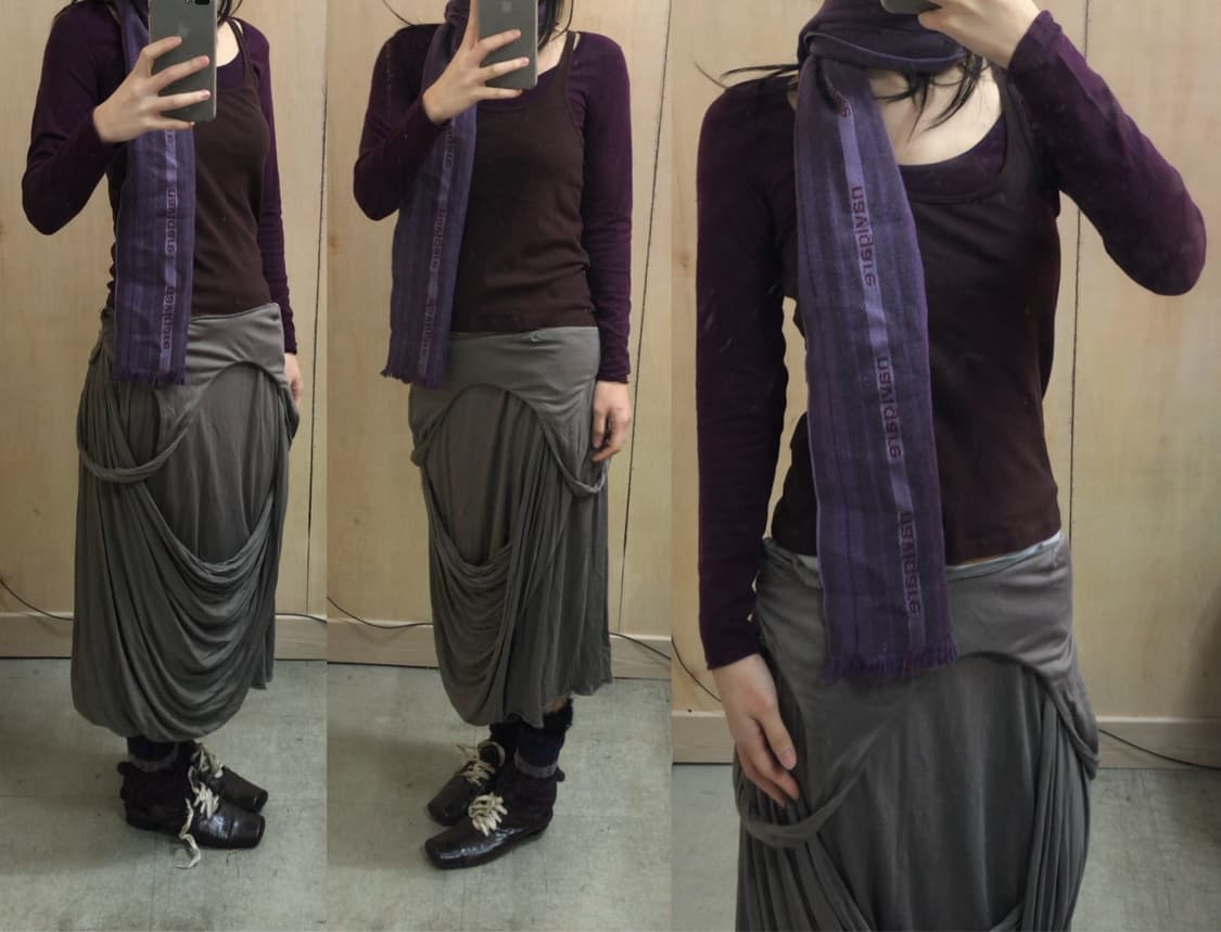 [직수입] 빈티지 드레이프 저지 드레스 스커트 토프 브라운 상품이미지1