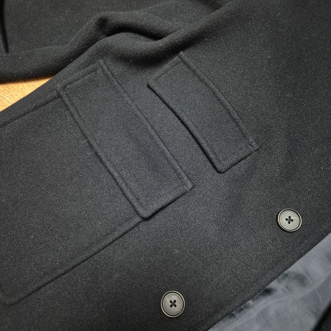 무신사 스탠다드 울블렌드 하프 발마칸 코트 네이비M 상품이미지5