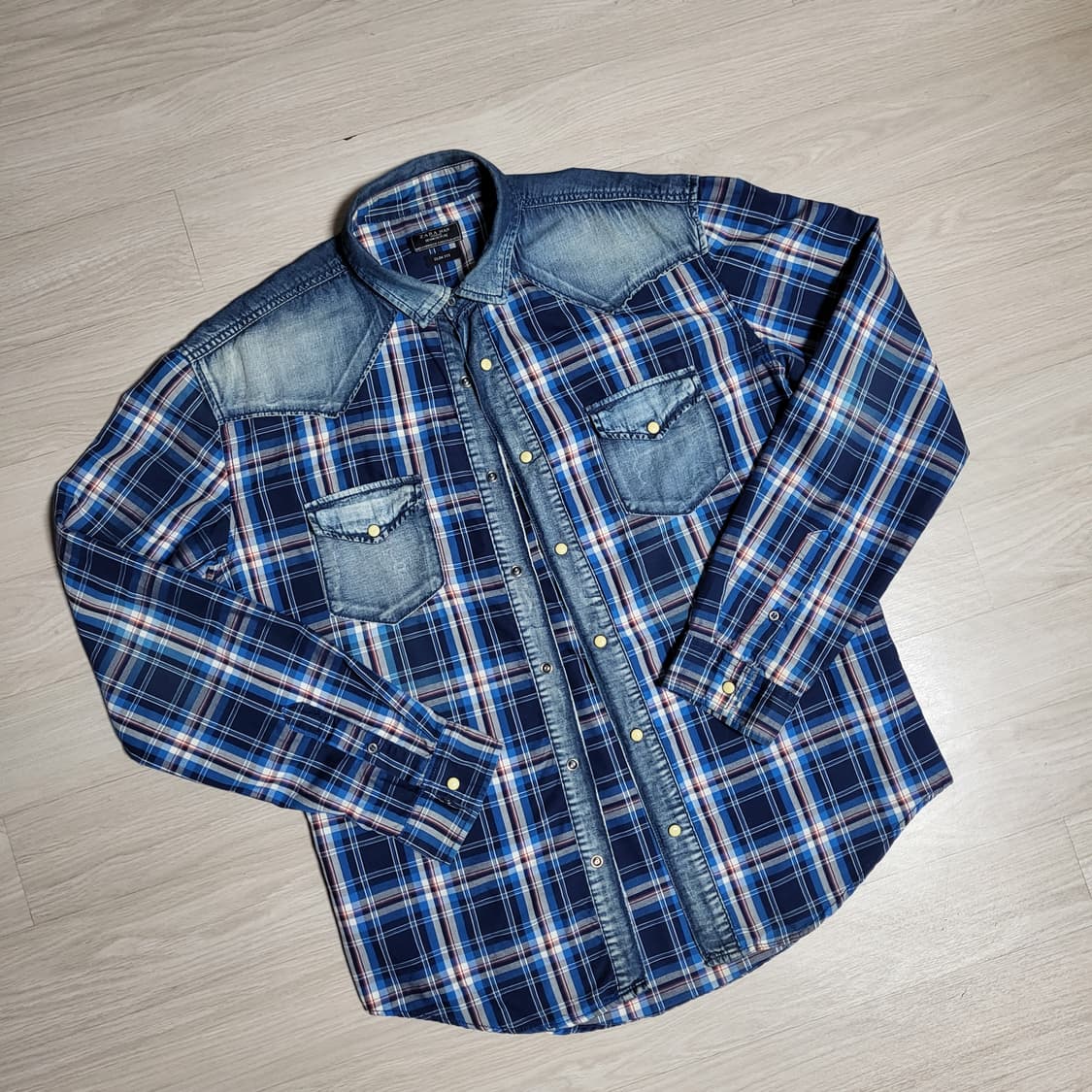 자라 데님 체크 셔츠(xl) 상품이미지1