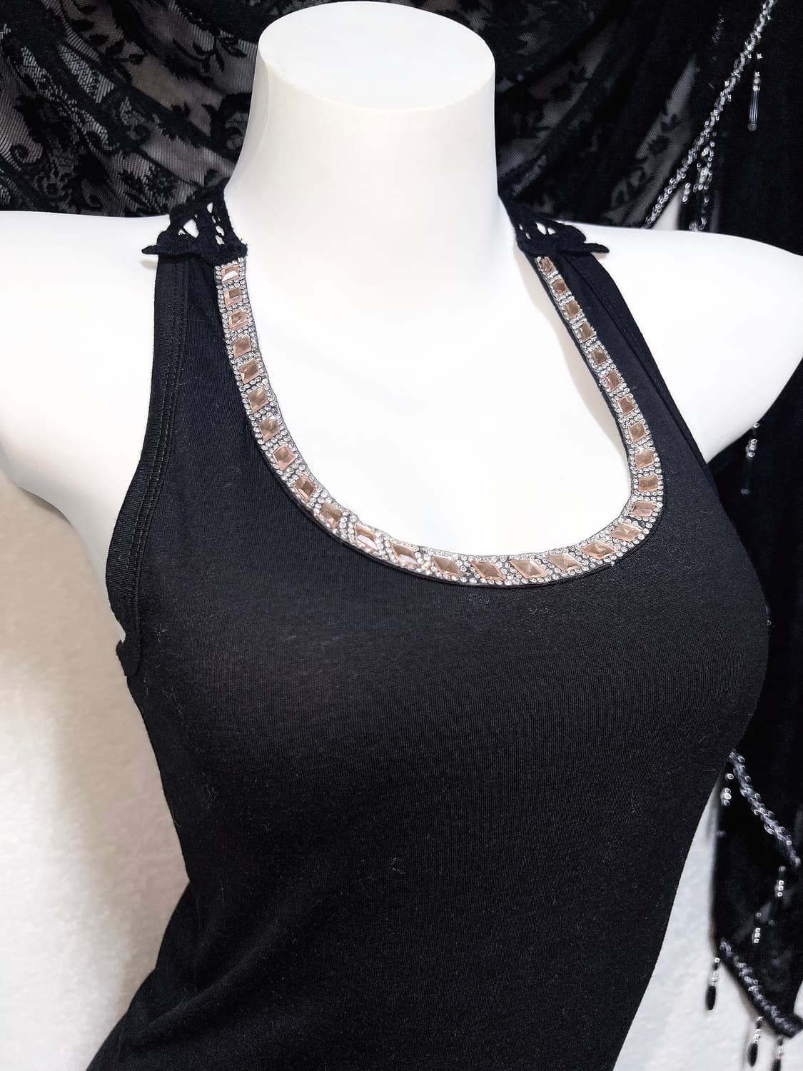 레이스 자수 큐빅 슬리브리스 홀터넥나시 로맨틱고딕 갸루 페어리 핀터 펑크 상품이미지7