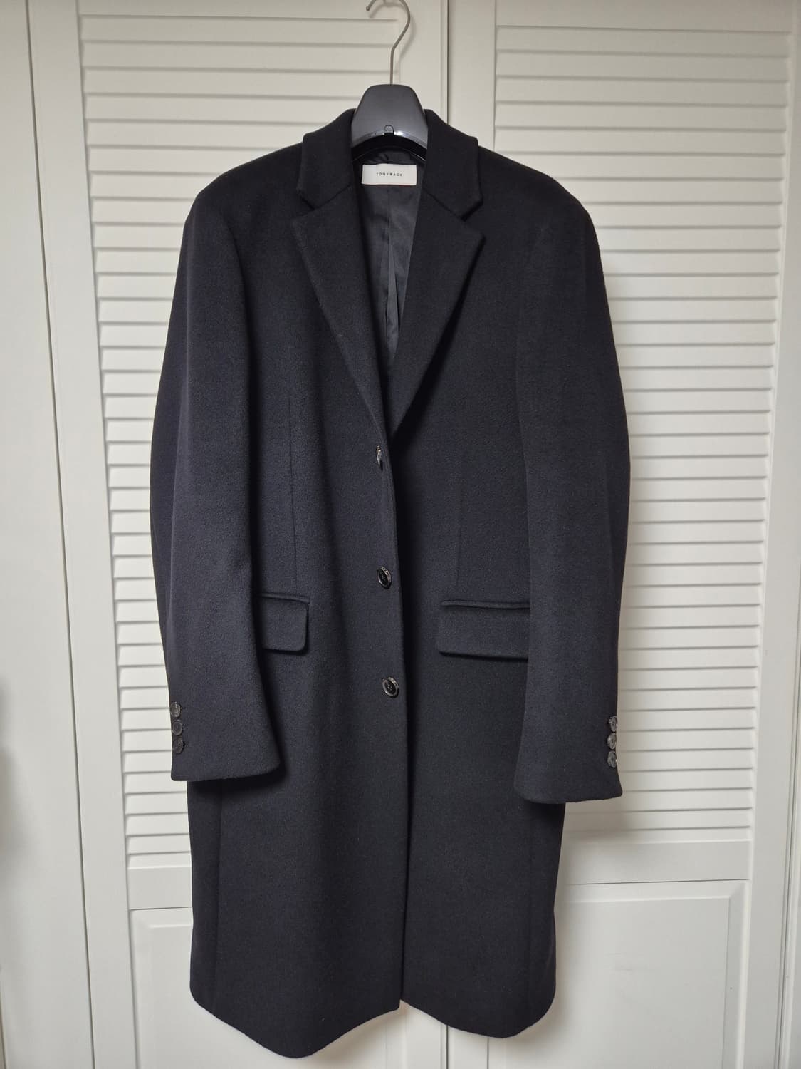 (105/L)토니웩 로우 캐시미어 싱글 코트 블랙 상품이미지2