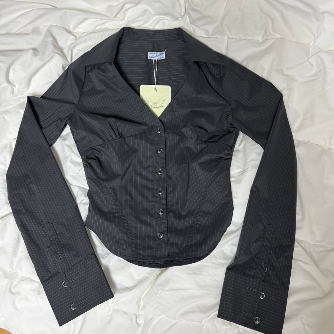 플리즈노팔로우 클로이 셔츠 탑 S 차콜 스트라이프 상품이미지3