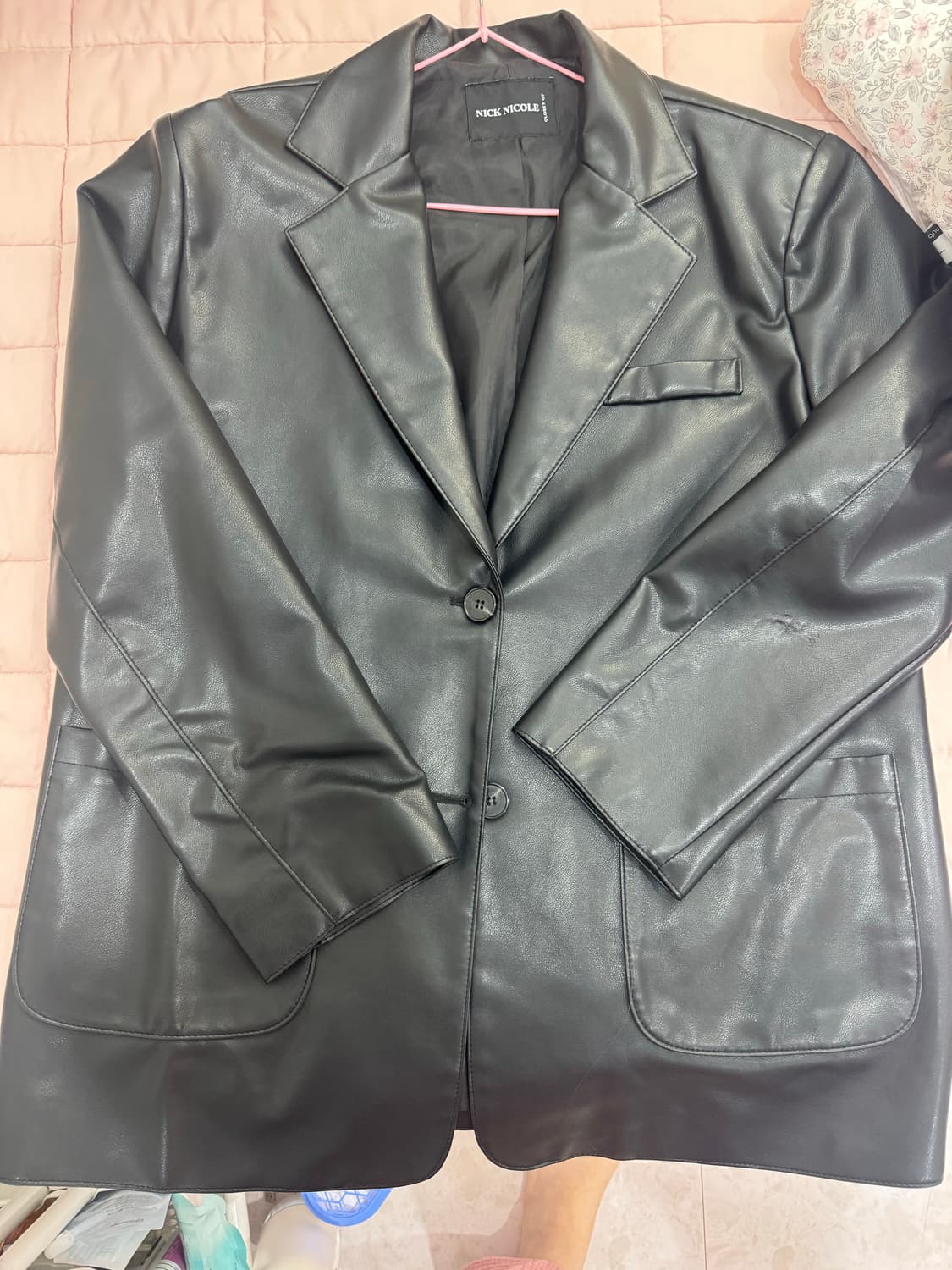 닉앤니콜 레더자켓 오버핏자켓 블랙 상품이미지2