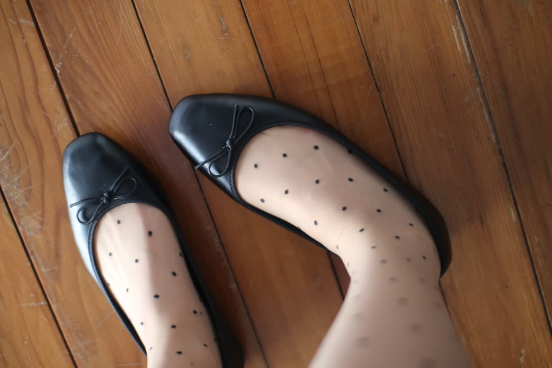 블랙 리본 플랫 슈즈 상품이미지1