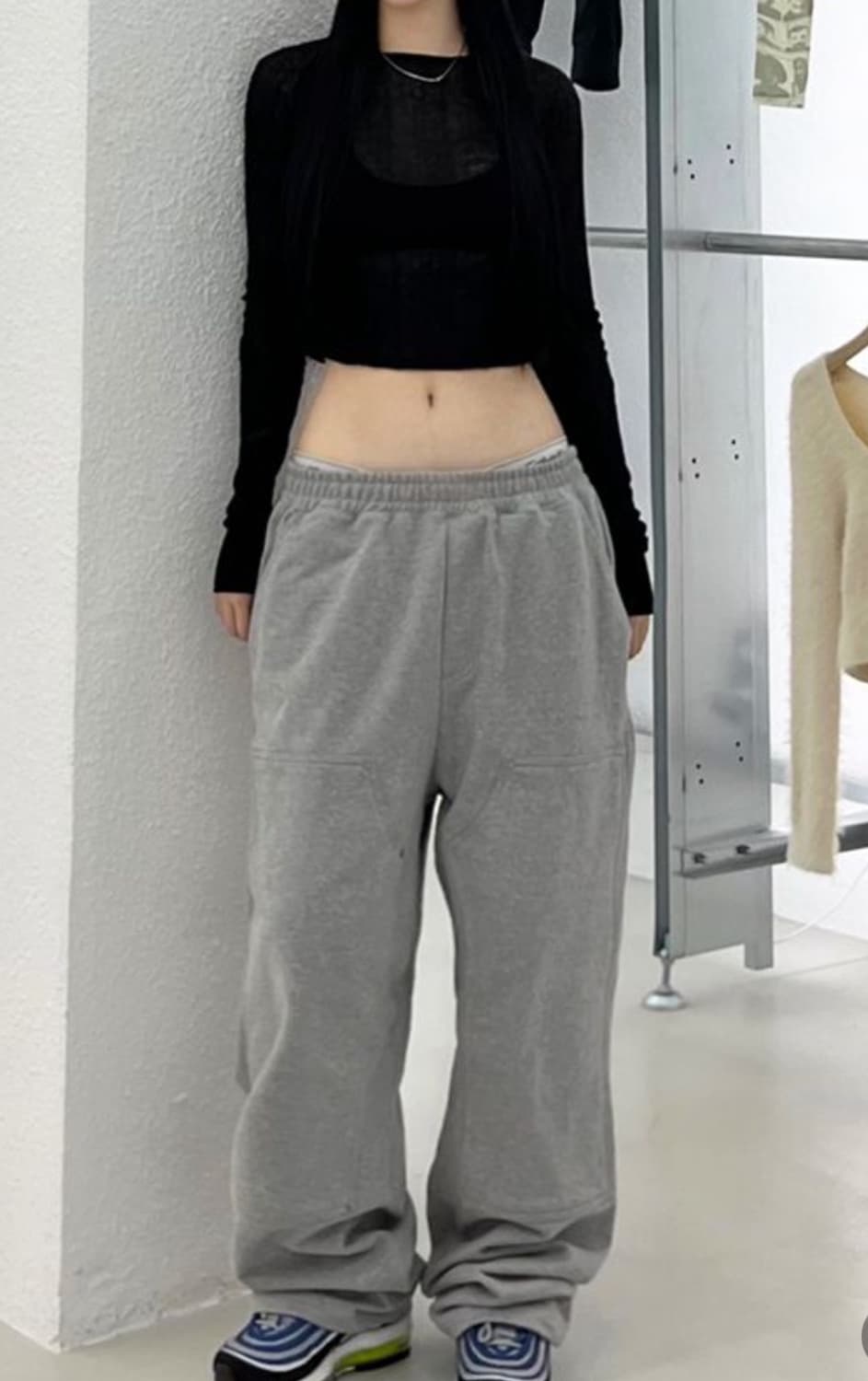 엑스트라오디너리 더블니 스웻팬츠 멜란지그레이 상품이미지2