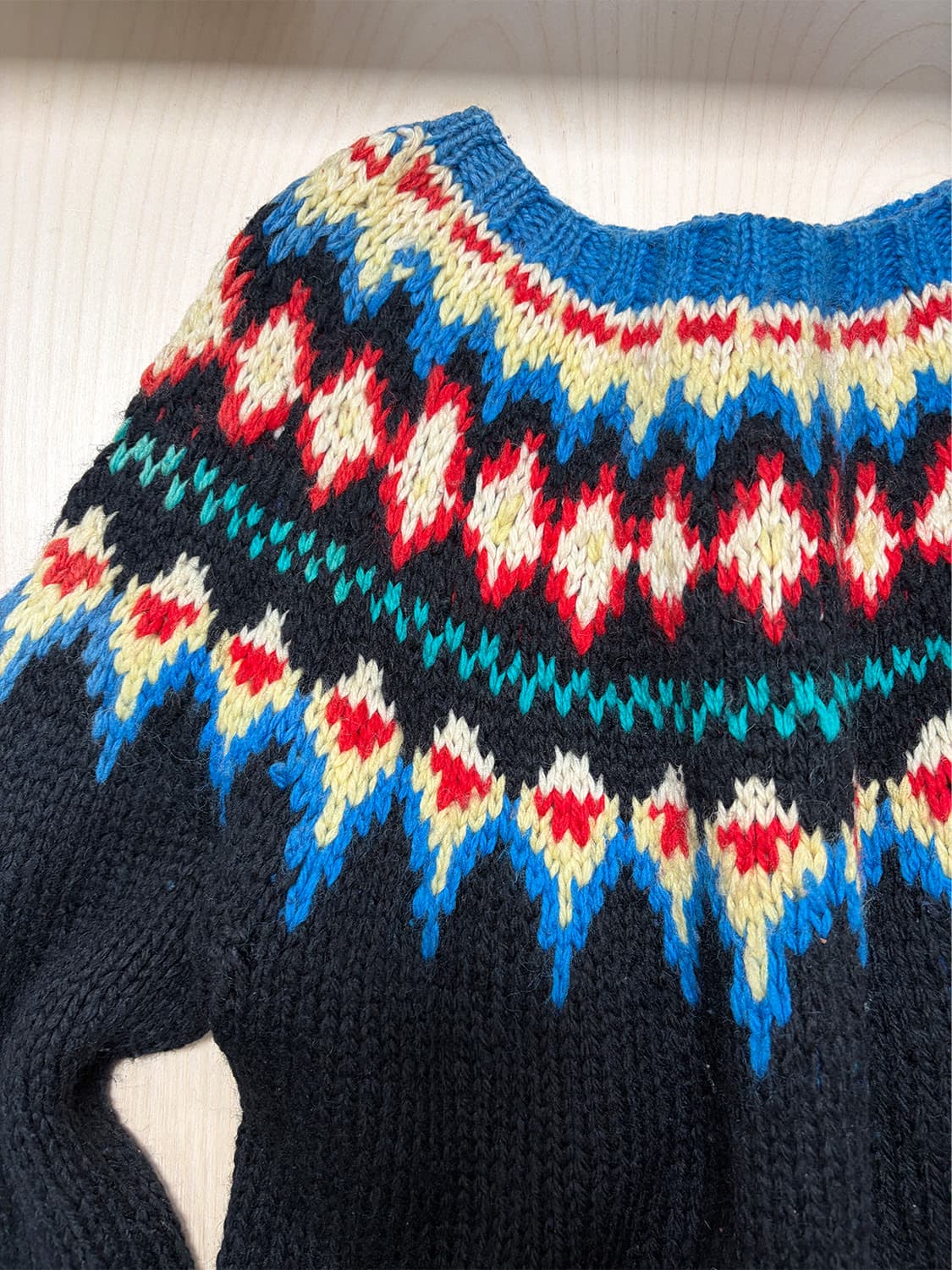 80s 핸드니팅 울 페어아일 스웨터 상품이미지4