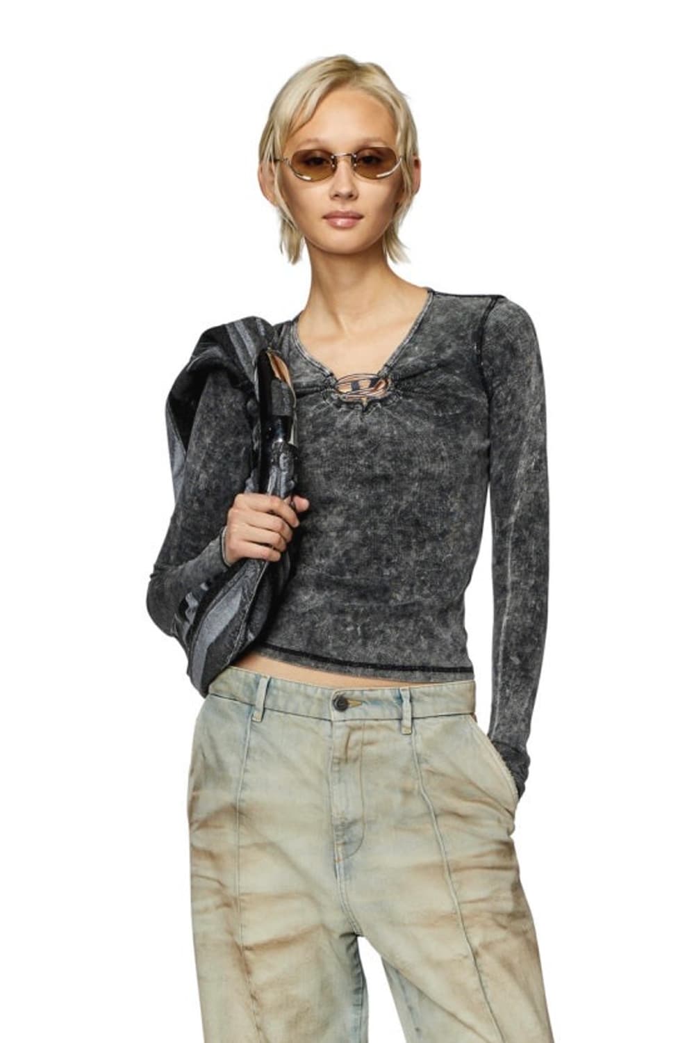 디젤 T 리스펙 LS 리브드 탑 다크 그레이 상품이미지2