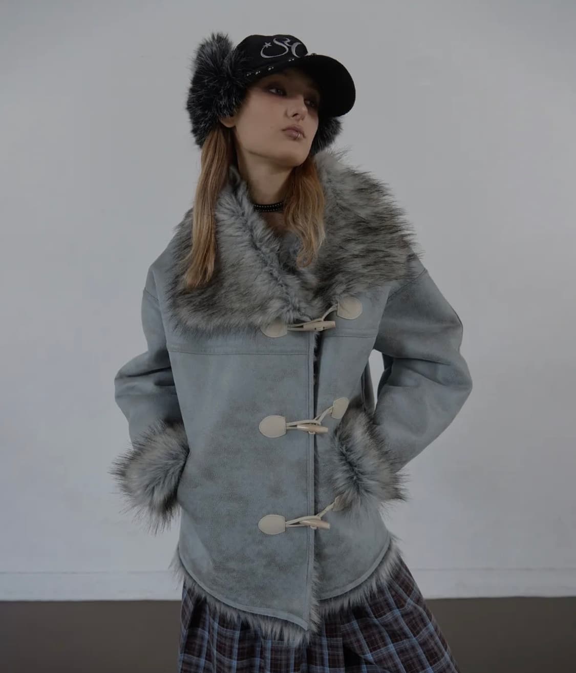 급처)DUFFLE MUSTANG JACKET / BABY BLUE 무스탕 상품이미지1