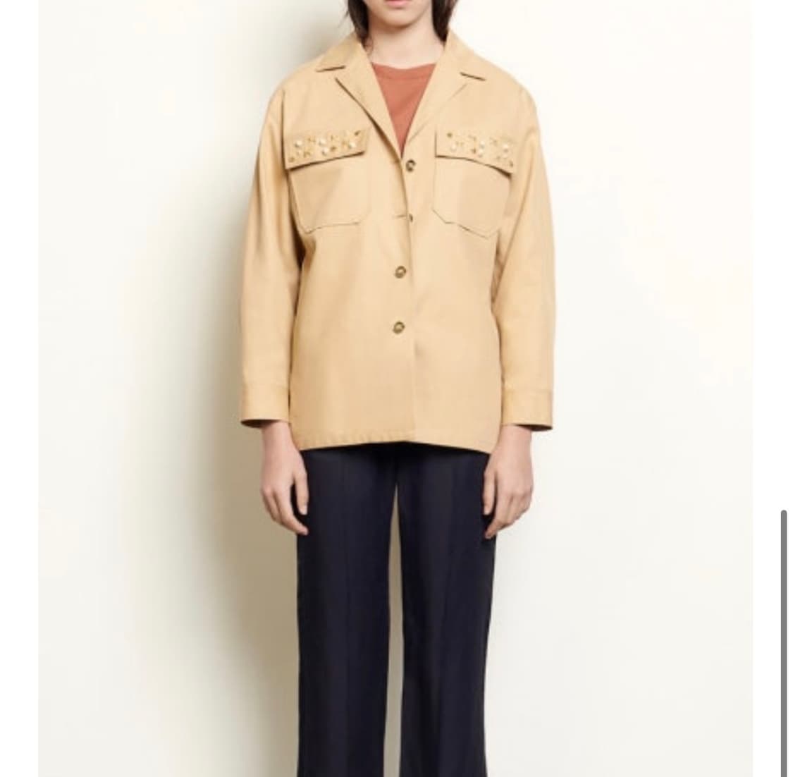 Sandro 산드로 진주 장식 셔츠 자켓 40 상품이미지6