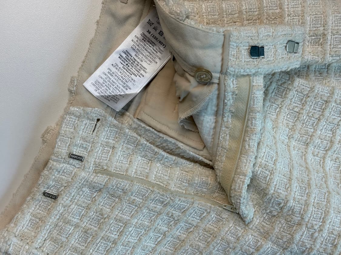 구찌 정품 아이보리 트위드 와이드 팬츠 36 상품이미지10