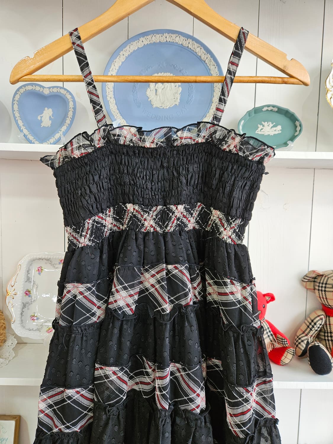 체크 캉캉 도트쉬폰 원피스 상품이미지5