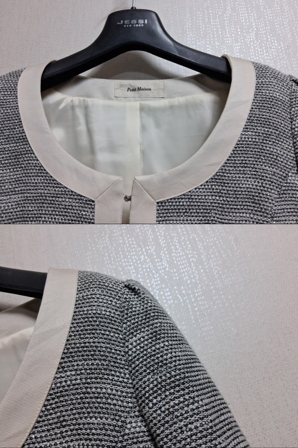 일본수입빈티지 Petit Maison 트위드쟈켓 슬림형 44반 XS거의새 상품이미지4