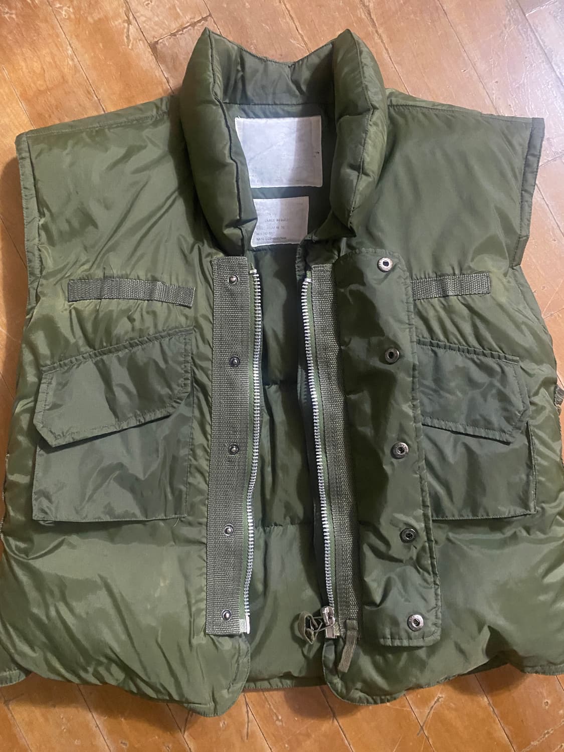 미군 밀리터리 올리브 그린 다운 패딩 조끼 L 상품이미지1