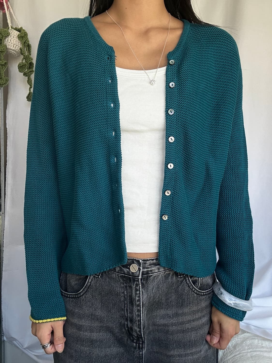 빈티지 청록 니트 가디건 상품이미지1