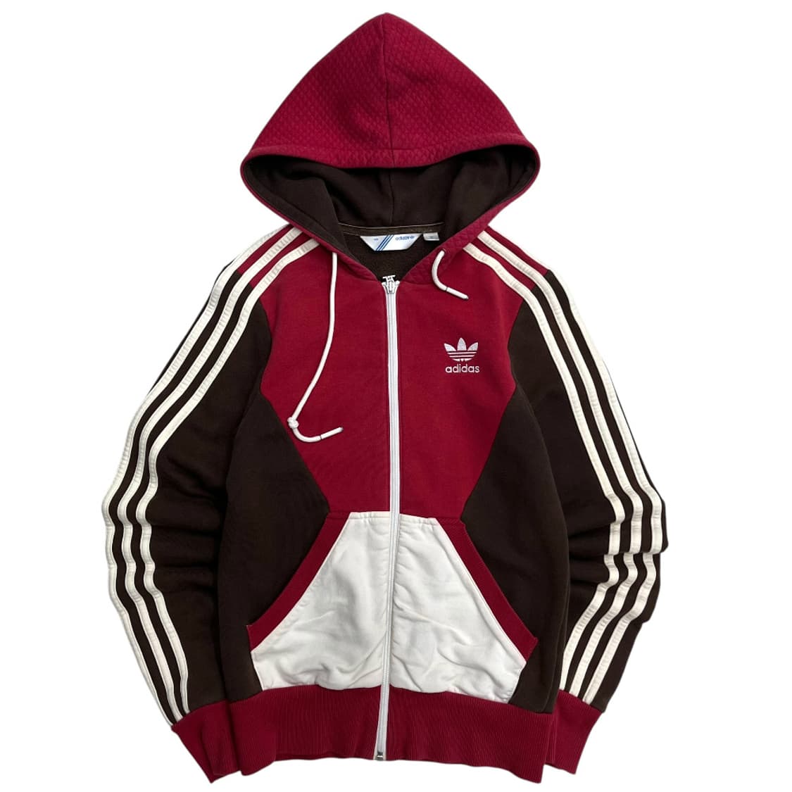 아디다스 버건디배색 화이트라인 브라운 후드집업 85 상품이미지2