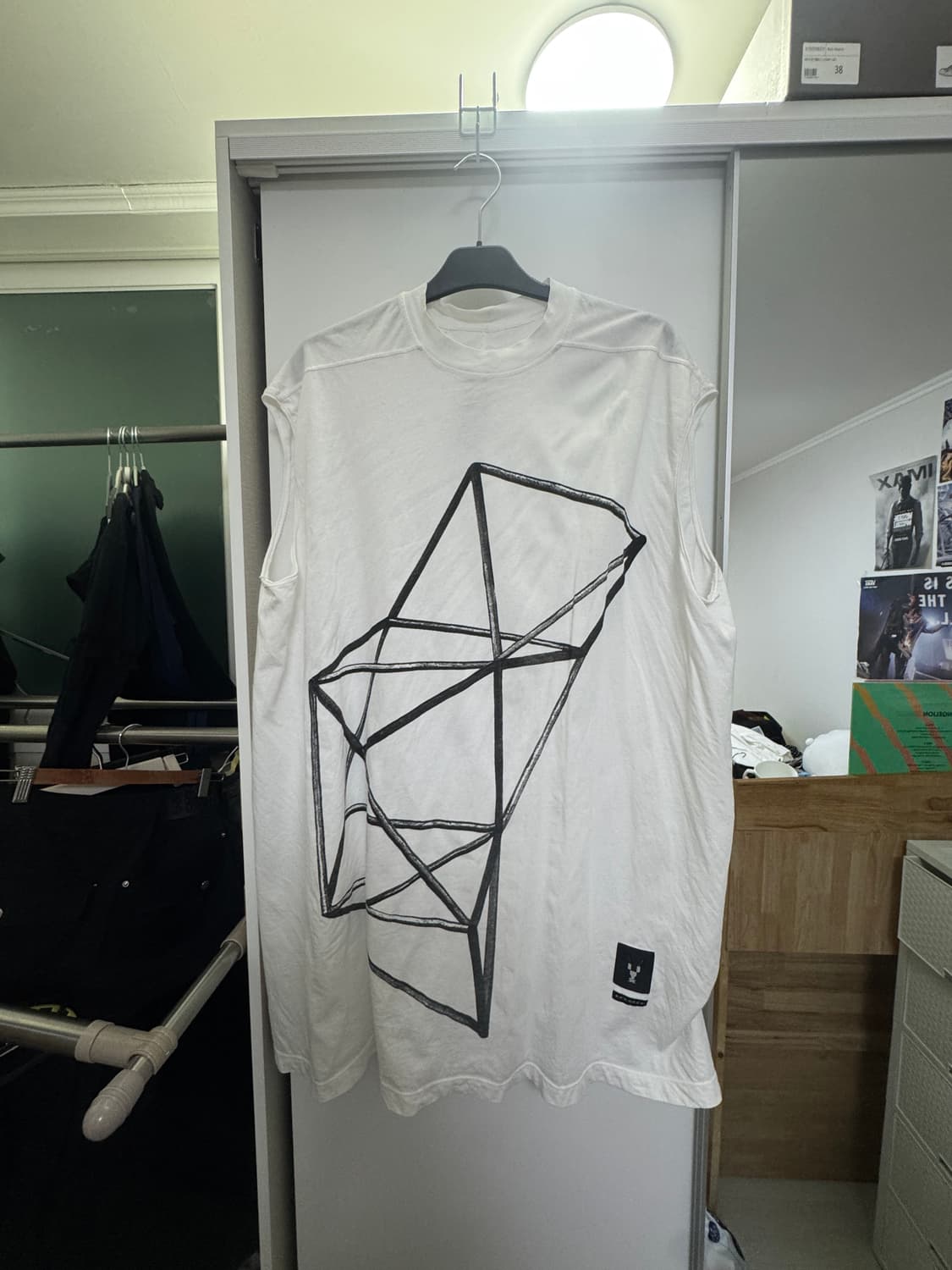 SS19 릭오웬스 다크쉐도우 프린팅 화이트 슬리브리스 나시 탱크탑 상품이미지2