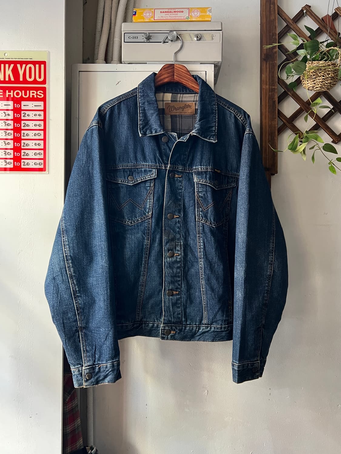 [L]Wrangler USA 랭글러 체크 라이닝 데님 트러커 자켓 상품이미지1