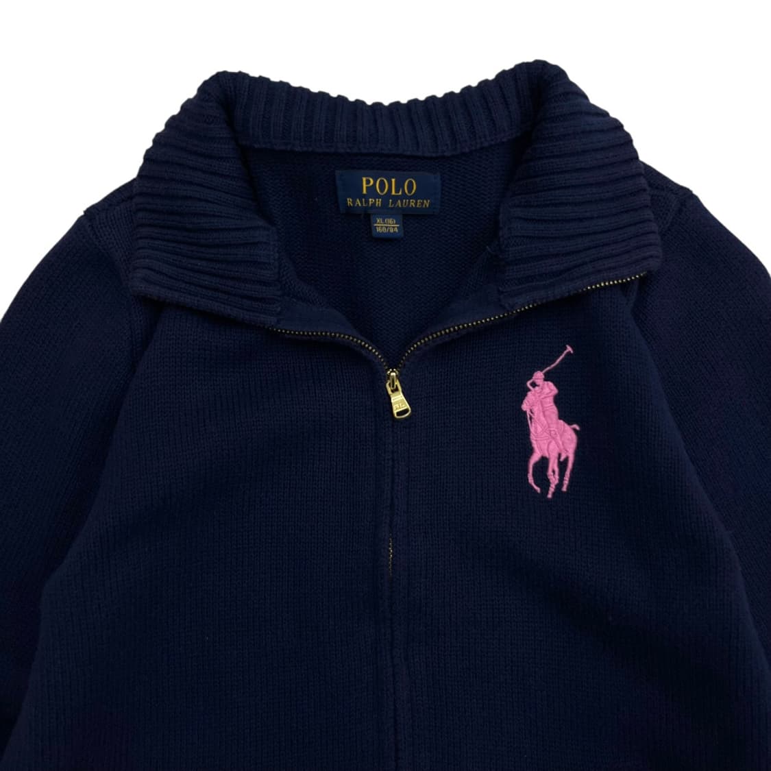 폴로 랄프로렌 핑크 빅포니 네이비 니트집업 XL 상품이미지5