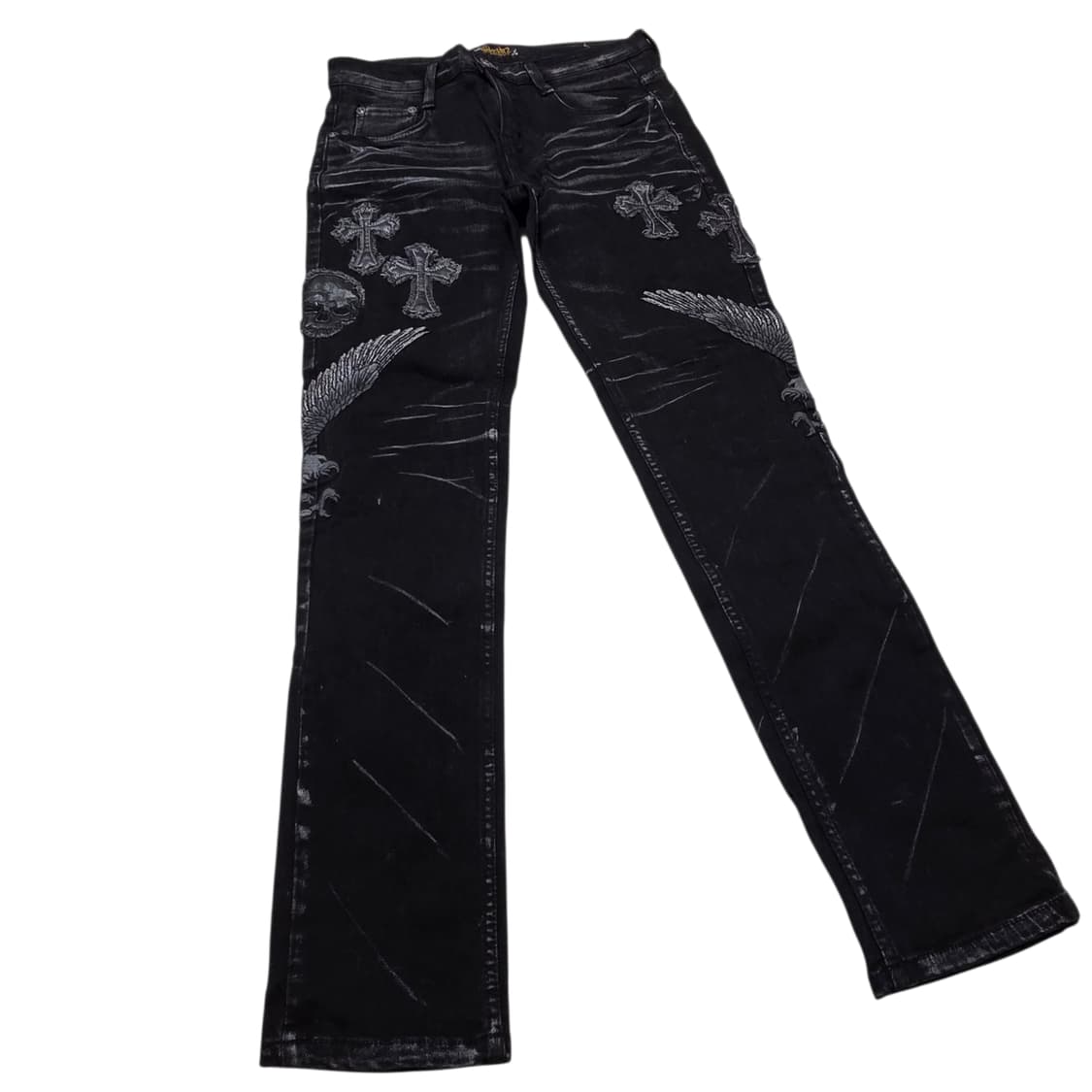 Cloud72 클라우드72 30사이즈 가죽 자수 패치 블랙 데님  상품이미지2