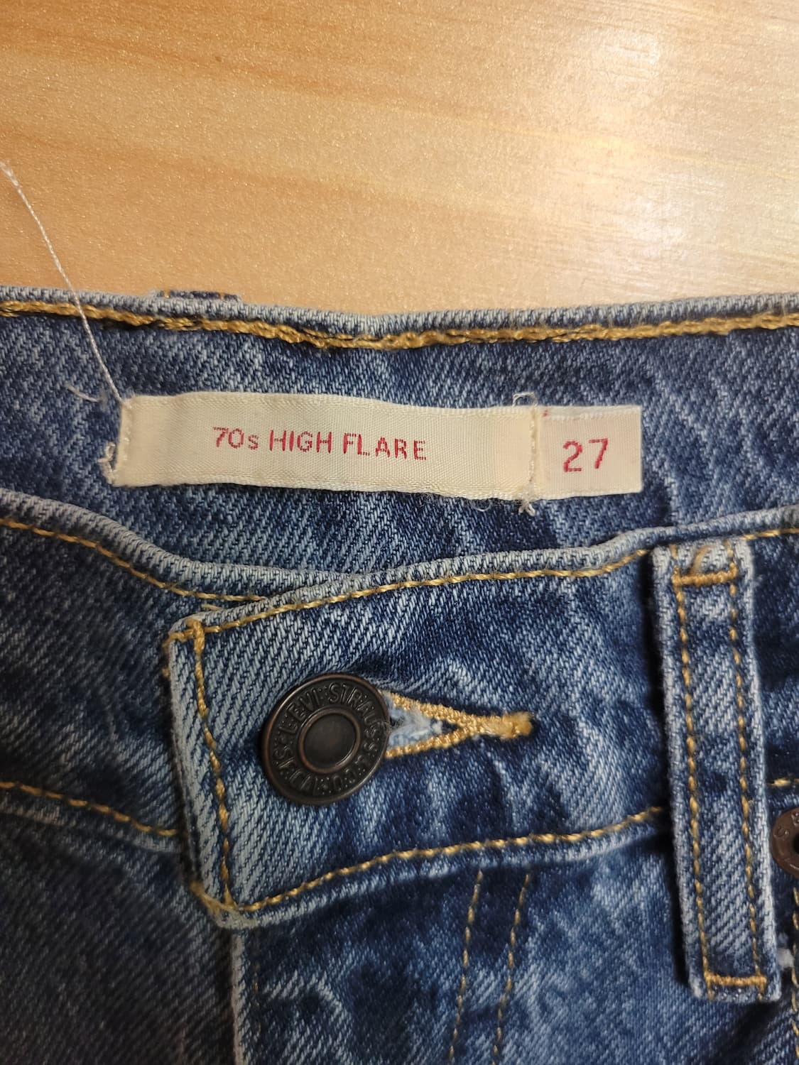(허리만 28인치로 수선)리바이스 70s 하이플레어 데님팬츠 27 상품이미지2
