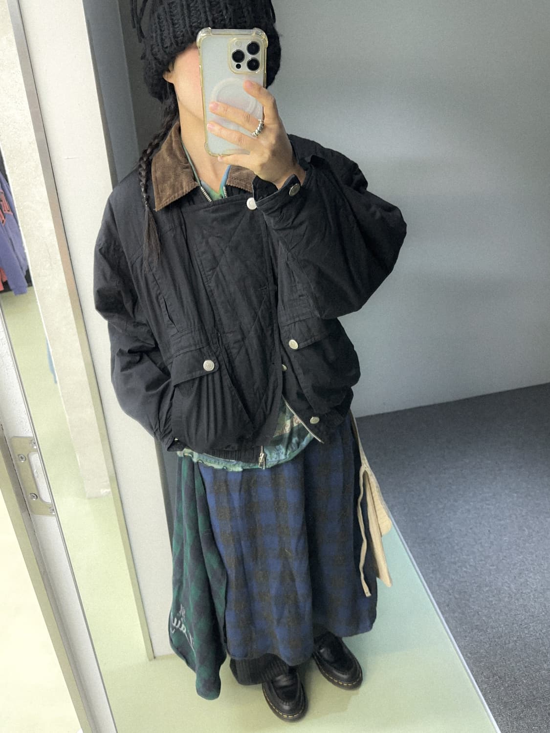 corduroy collar black bomber jacket 상품이미지2