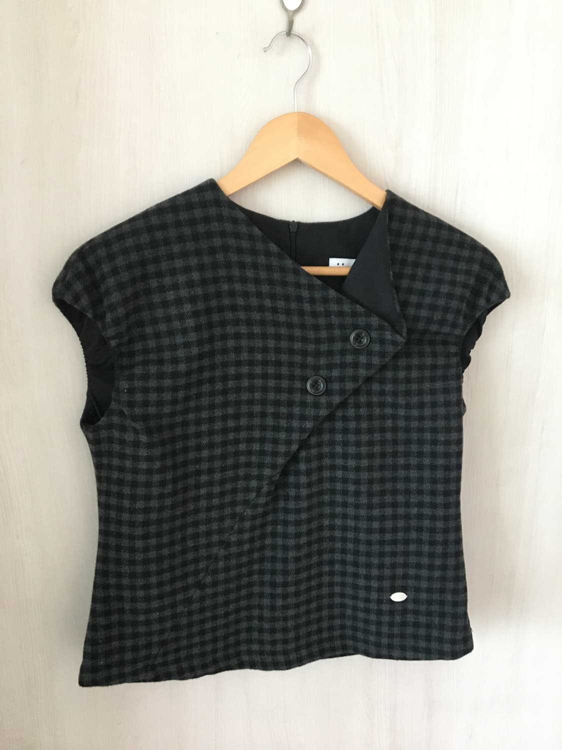 온스카 TULIP COLLAR PUFF BLOUSE (CHECK BLAC 상품이미지2
