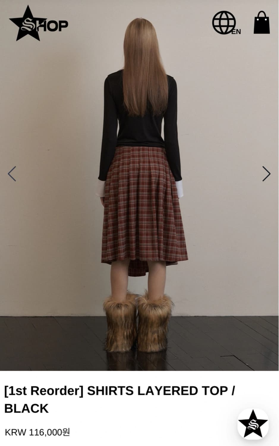 무신사 셋업이엑스이 CHECK LAB SKIRT / RED 상품이미지3