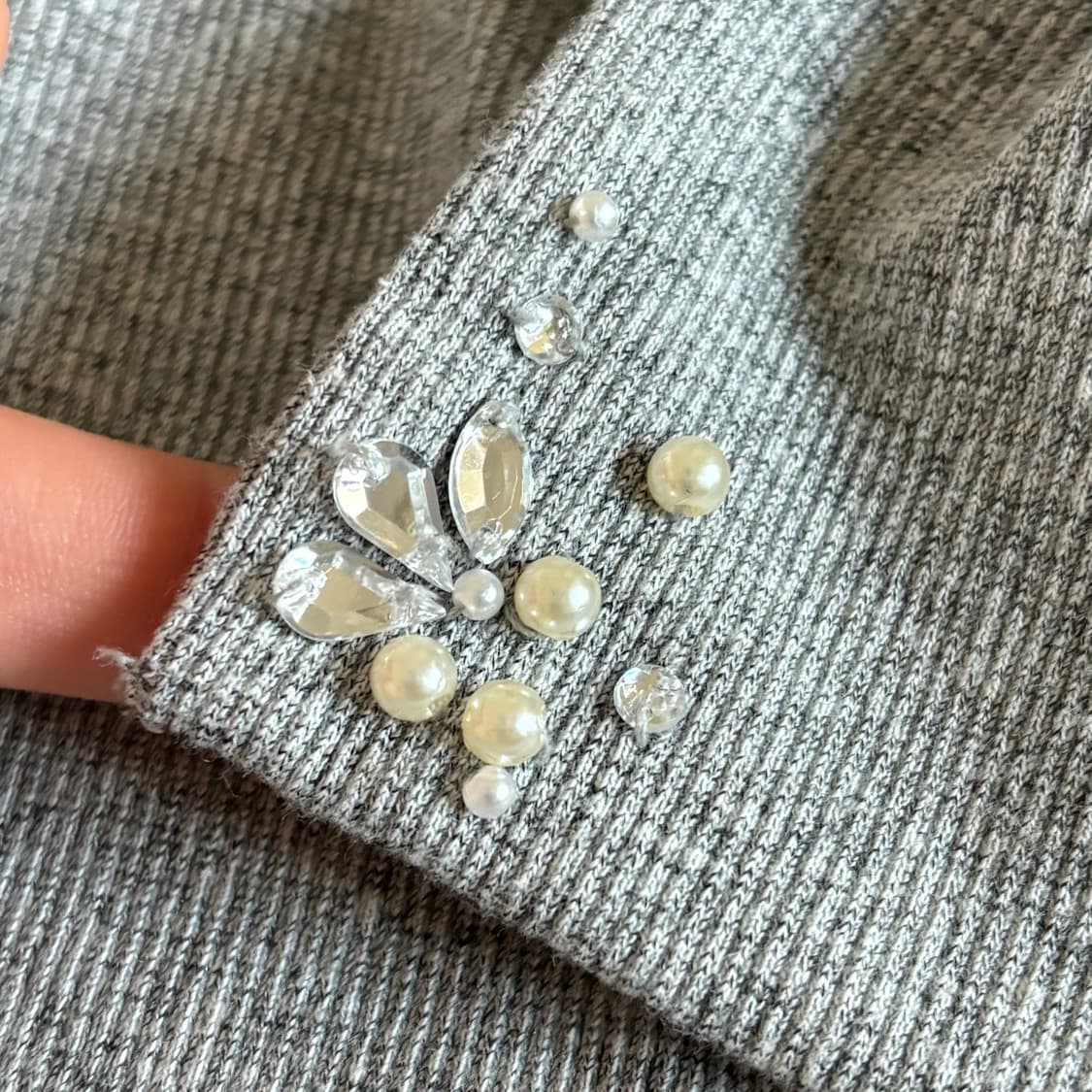 일본빈티지 dear plants 그레이 골지 큐빅 포인트 탑 상품이미지4