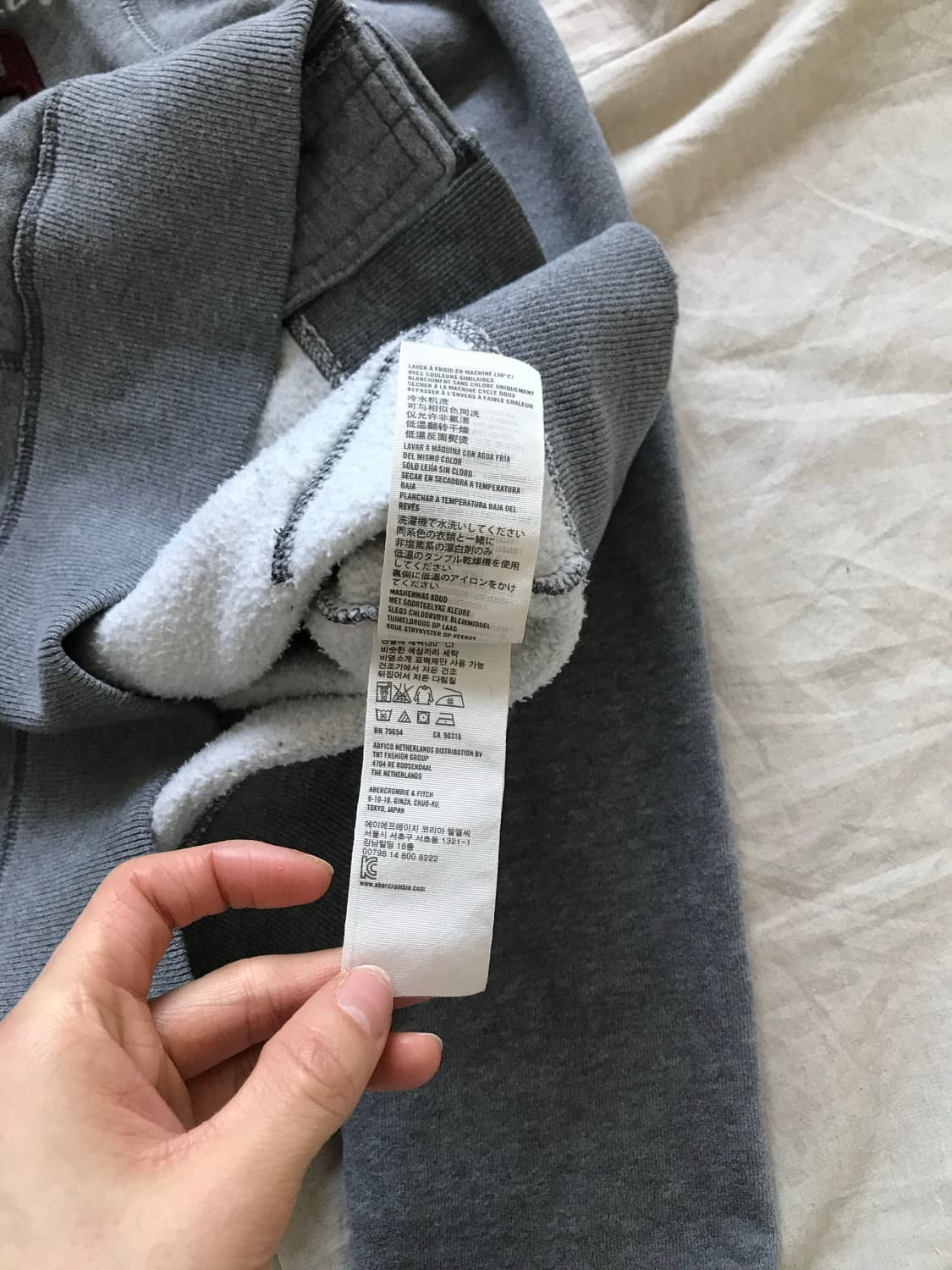 홀리스터 자수 로고 그레이 버튼 면집업 상품이미지9