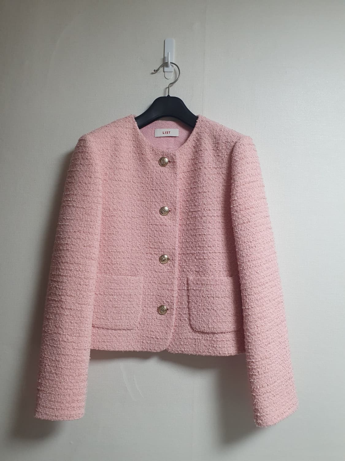 무료배송 !! LIST 핑크 트위드 자켓 66사이즈 1회착용 상품이미지1