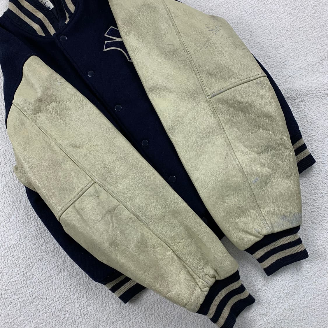 American Pastimes 뉴욕 양키스 레더암 울 바시티 자켓 상품이미지5