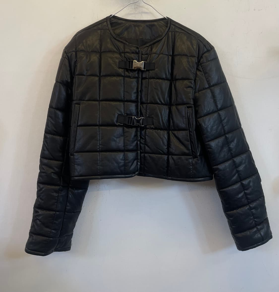 11am 제작 레더퀼팅자켓 인조가죽자켓 숏자켓 크롭자켓 상품이미지1