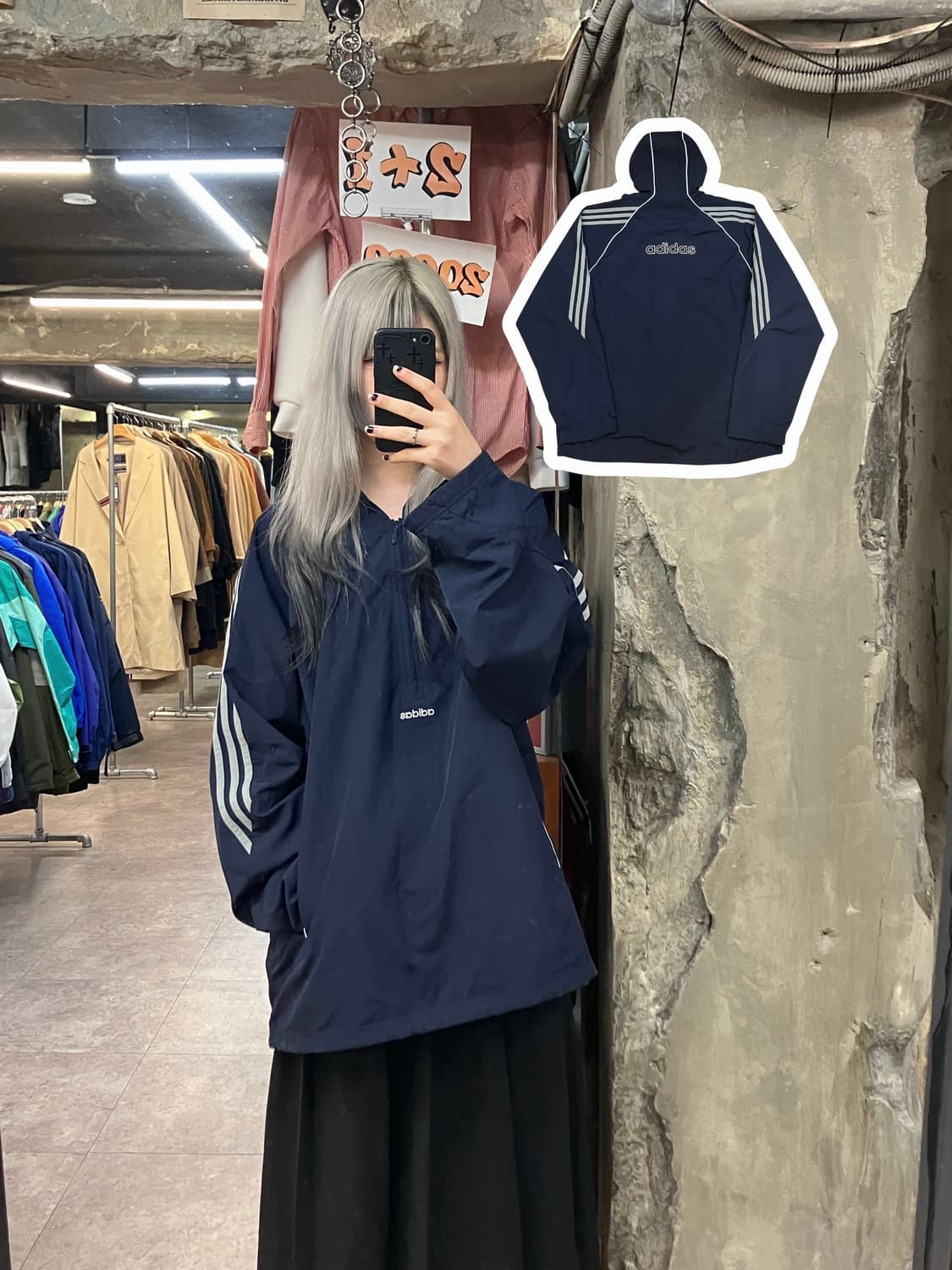 아디다스 후드 반집업 네이비 L   #csz3365 상품이미지1