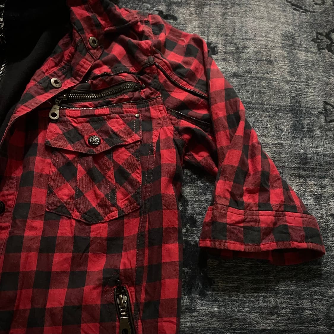 Check Hoodie Punk Jacket 상품이미지4