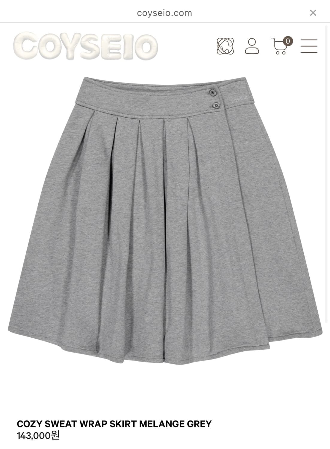 최저가/코이세이오 SWEAT WRAP SKIRT MELANGE GREY 상품이미지1