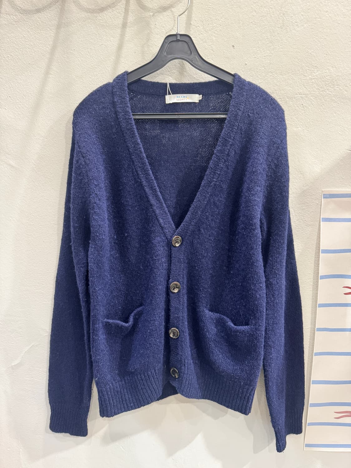 japan beams 울 패치 가디건 상품이미지1