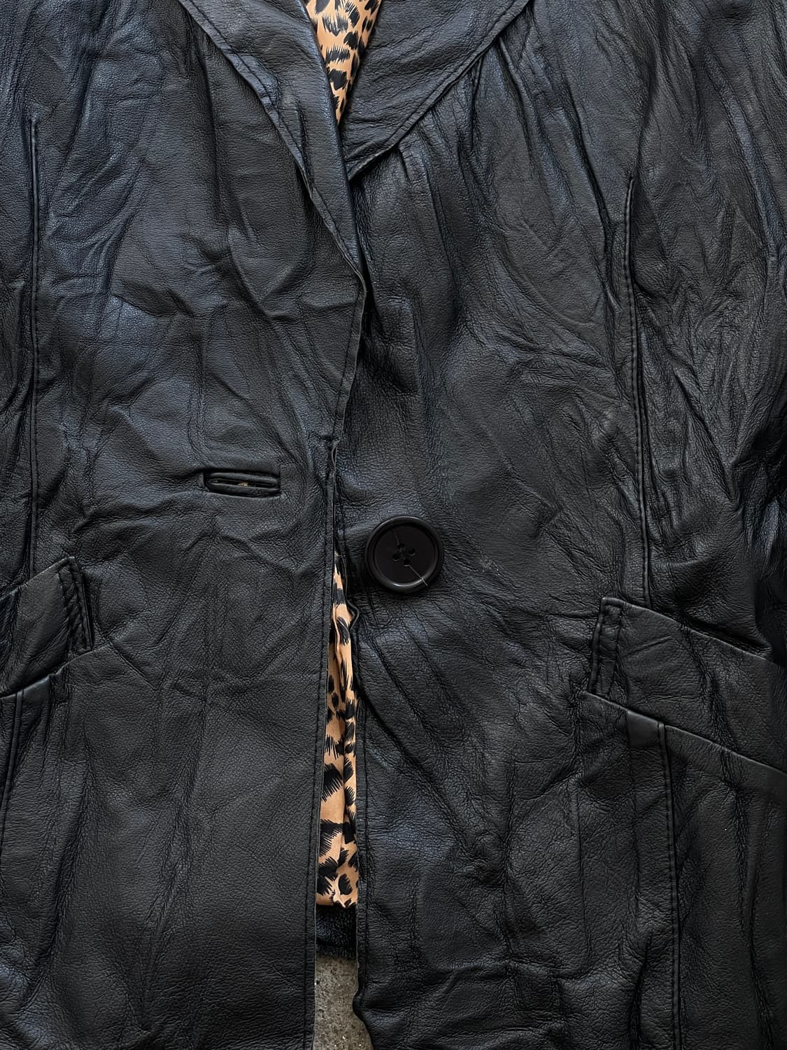 leopard lether slim jacket 상품이미지4