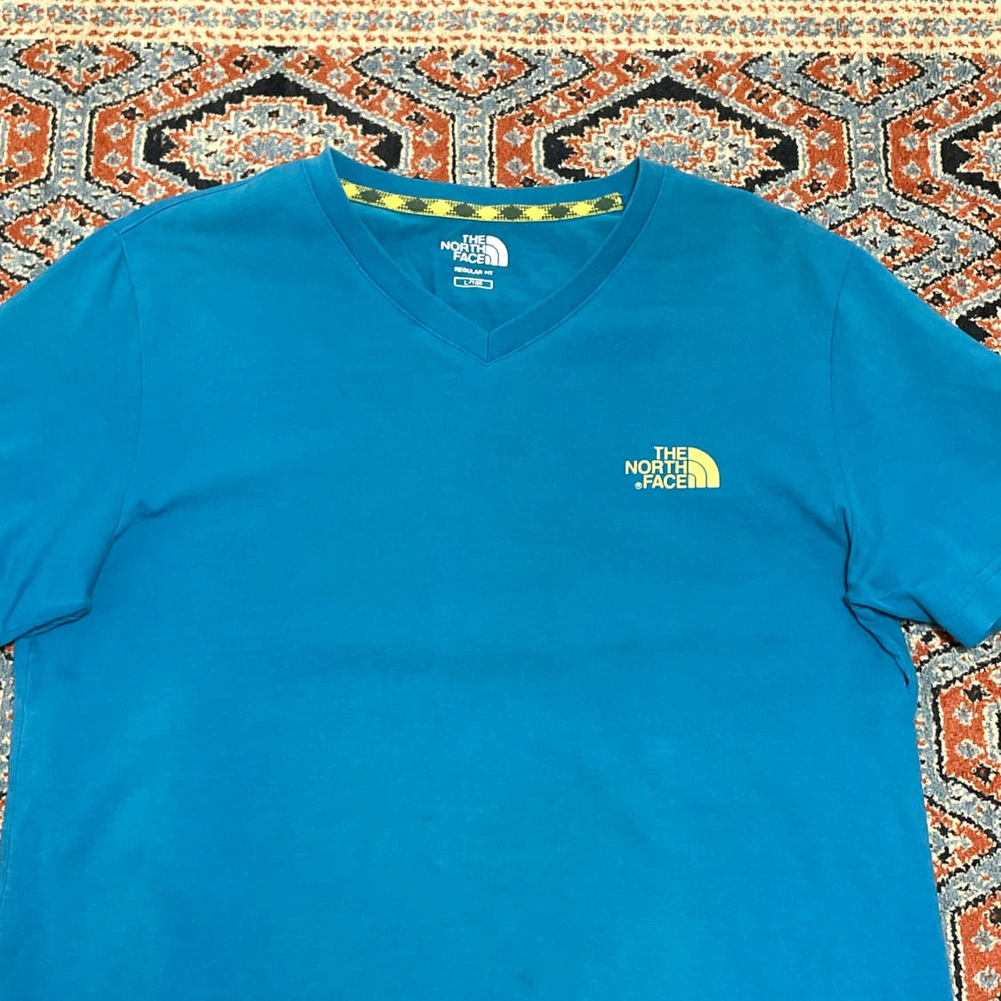 노스페이스 블루 브이넥 반팔티셔츠 여성L 상품이미지2