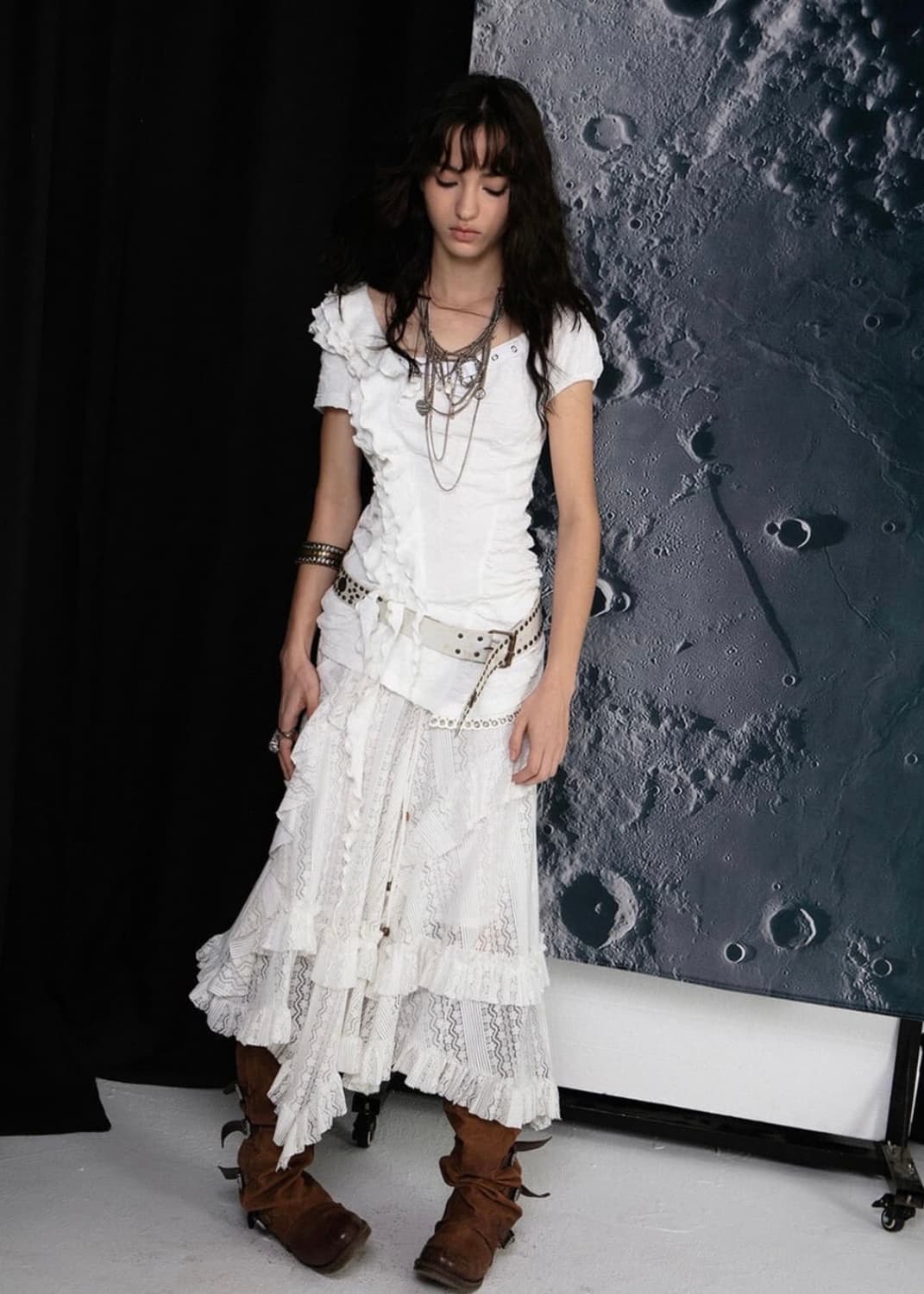 더블펀치 러플메탈 버클 슬리밍 쇼츠 슬리브 티셔츠 상품이미지2