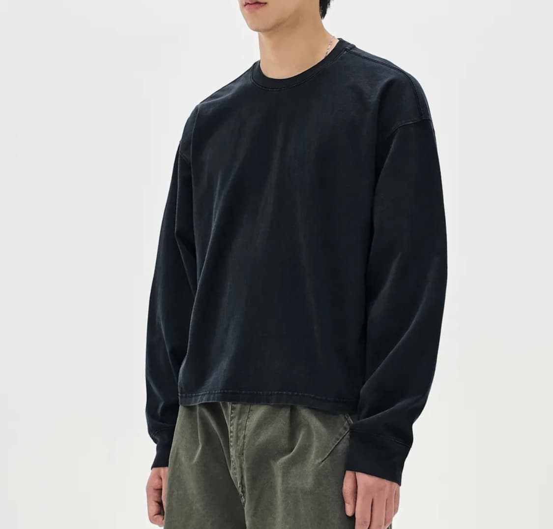 소버먼트 460G 크롭 피그먼트 롱슬리브 워시드 블랙 L 상품이미지1
