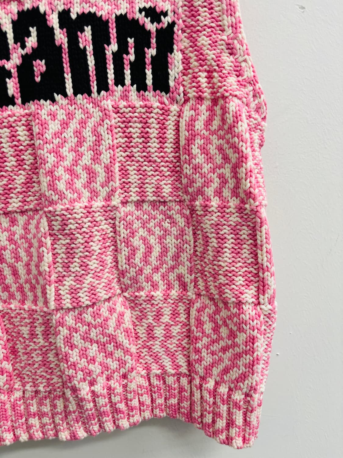 가니(GANNI) 블록 체크 로고 니트 베스트 핑크 상품이미지5