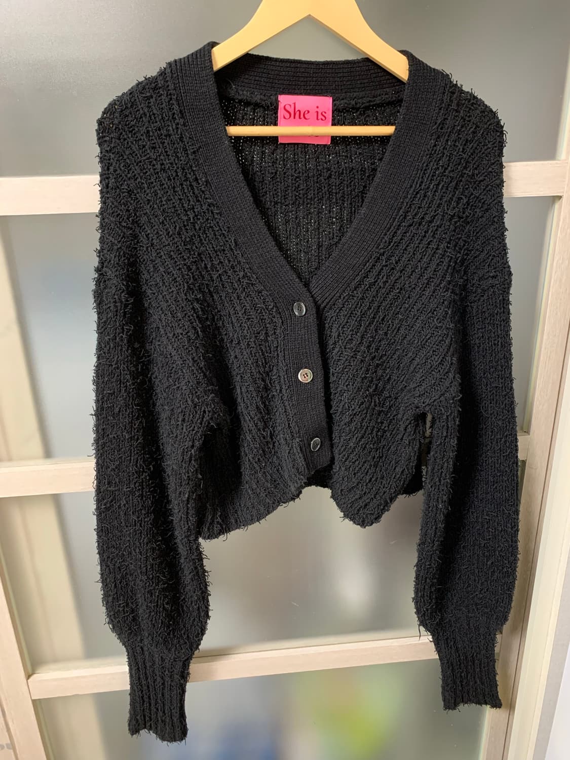 쉬이즈큐트 플러피 가디건 블랙 상품이미지2