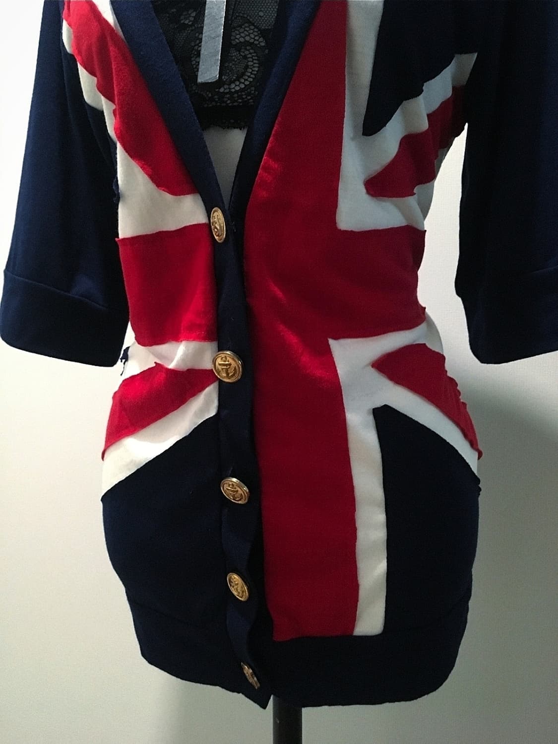 펑크st 성조기 패턴 7부 가디건 상품이미지3