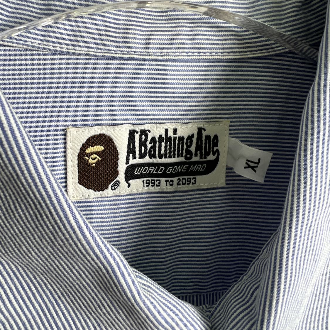 Bape 베이프 스트라이프 반팔 워크 셔츠 XL 상품이미지4