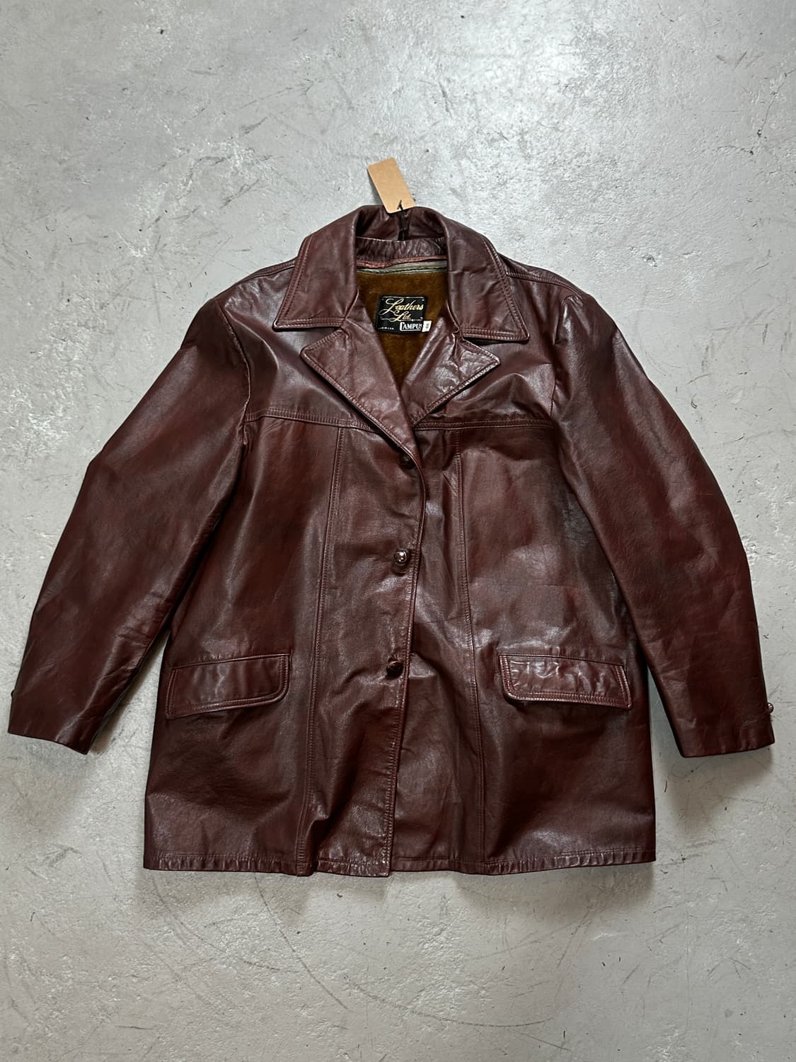 70's 빈티지 버건디 크롭 레더 자켓 파이트 클럽 상품이미지1