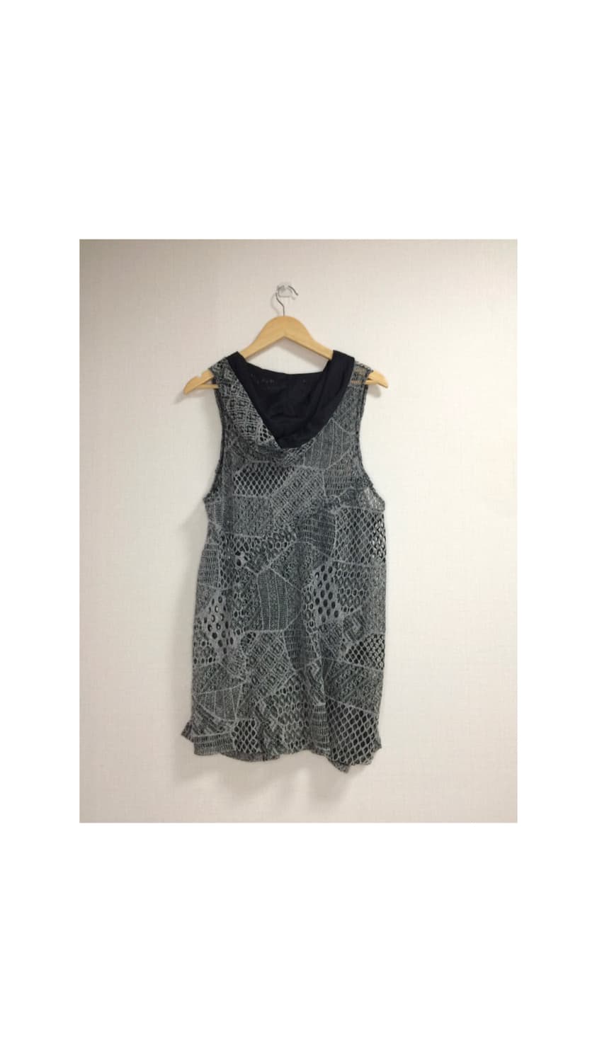 빈티지 그레이 메쉬 슬리브리스 후디 튜닉 상품이미지5