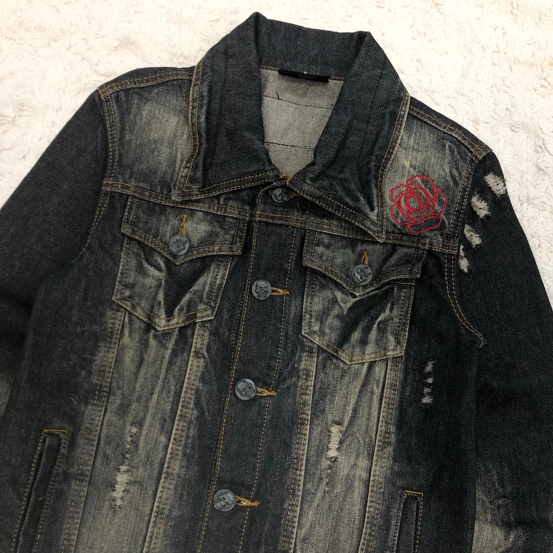 JPN 빈티지 Metal Church 데님 워싱 스컬 트러커 자켓 상품이미지5